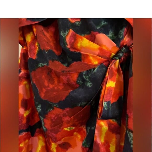 Cinq à Sept Trini Satin Floral Halter Neck Mini Wrap Dress, Size 10 NWT & 495.00 - Picture 10 of 14